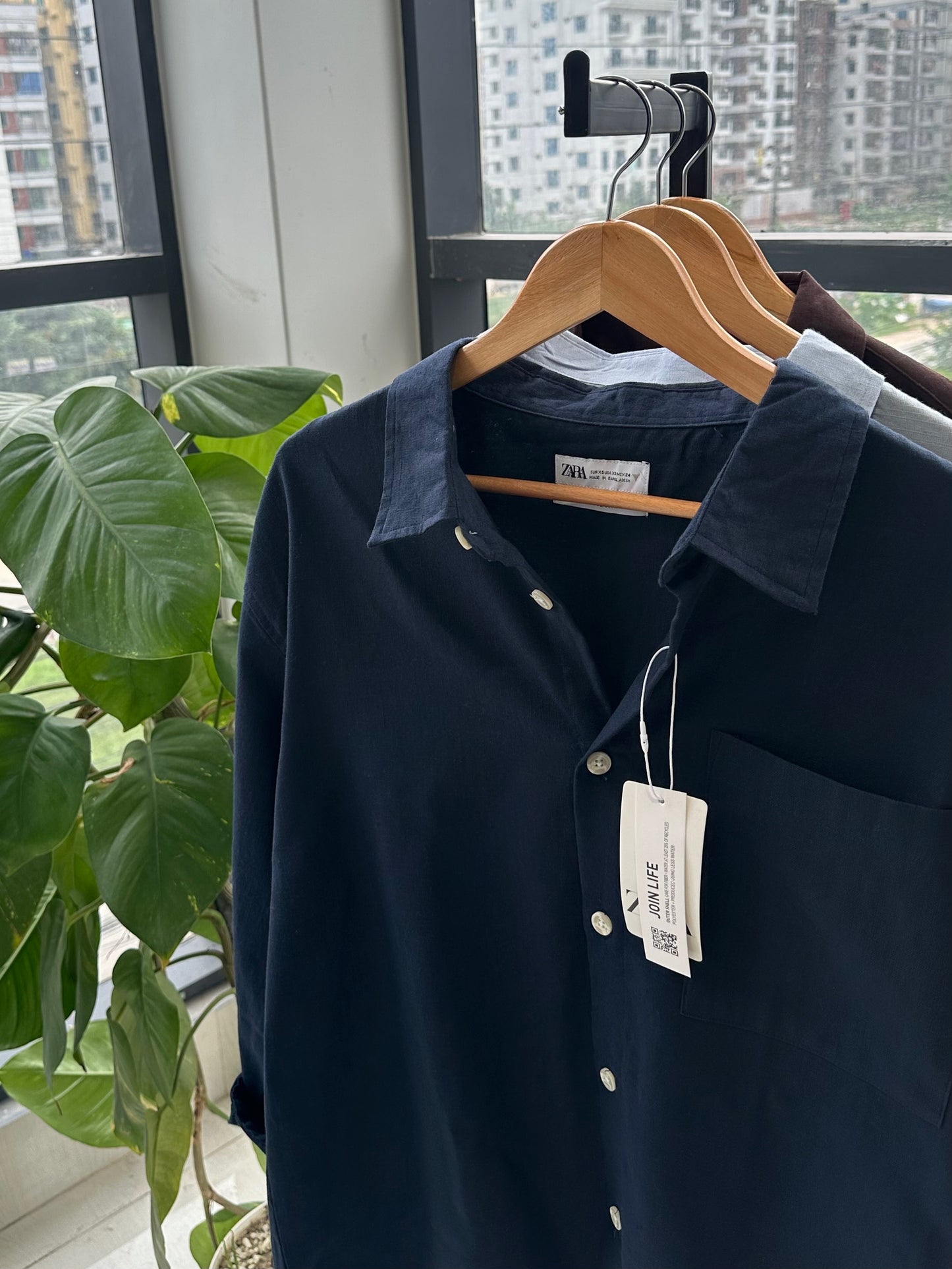 Relaxed Boxy Fit Over-Shirt -Navy Blue