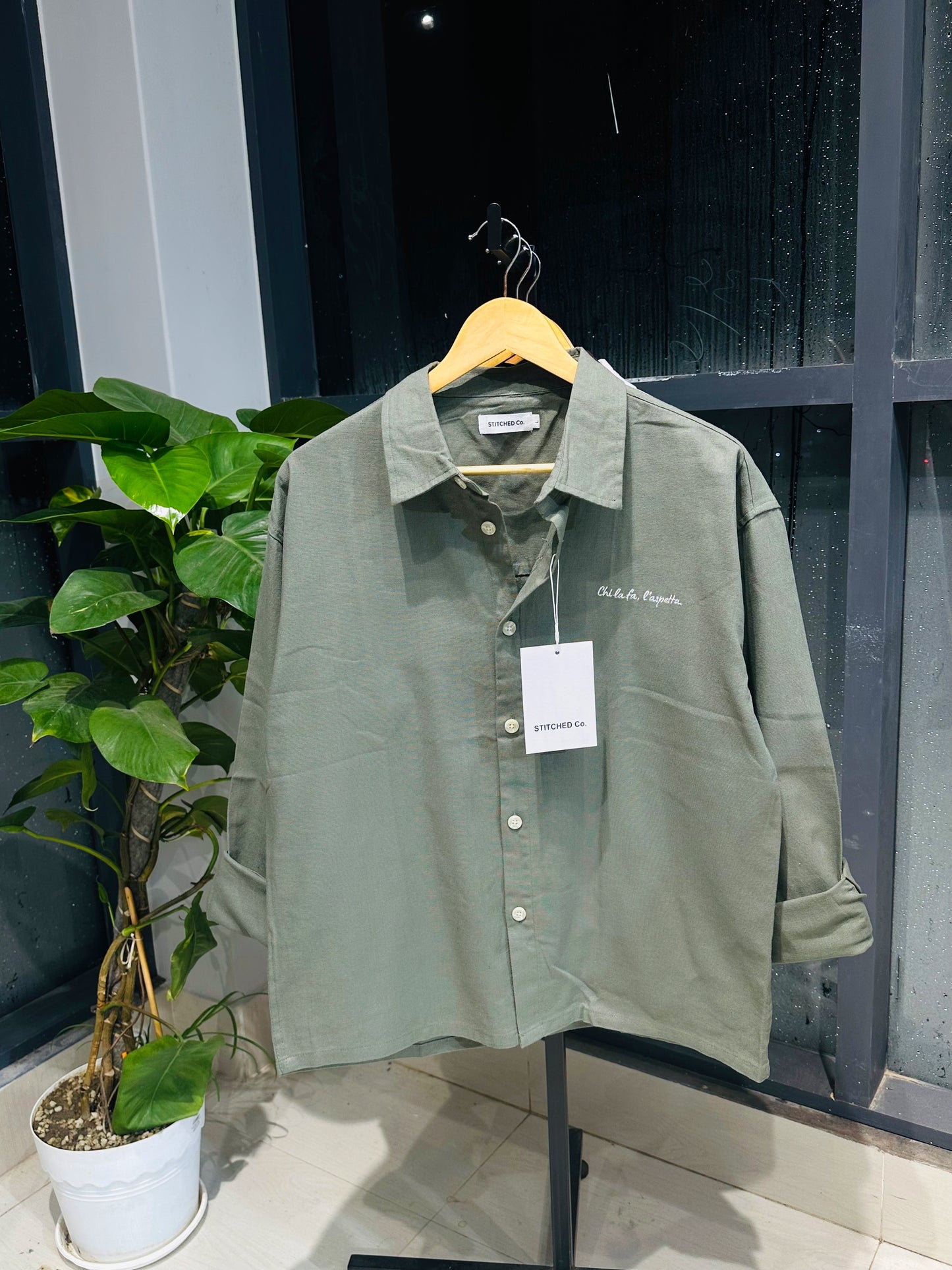 Oversized Shirt-Olive