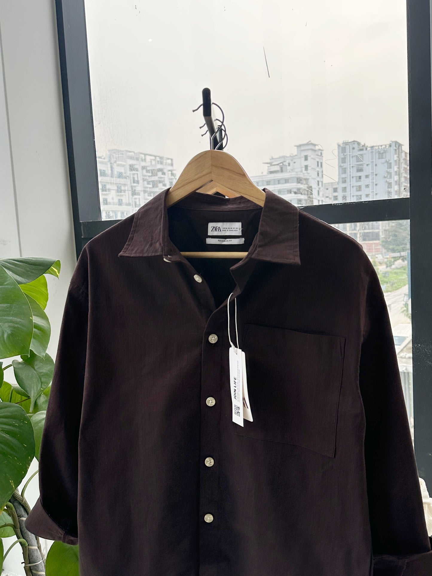 Relaxed Boxy Fit Over-Shirt - Chocolate.