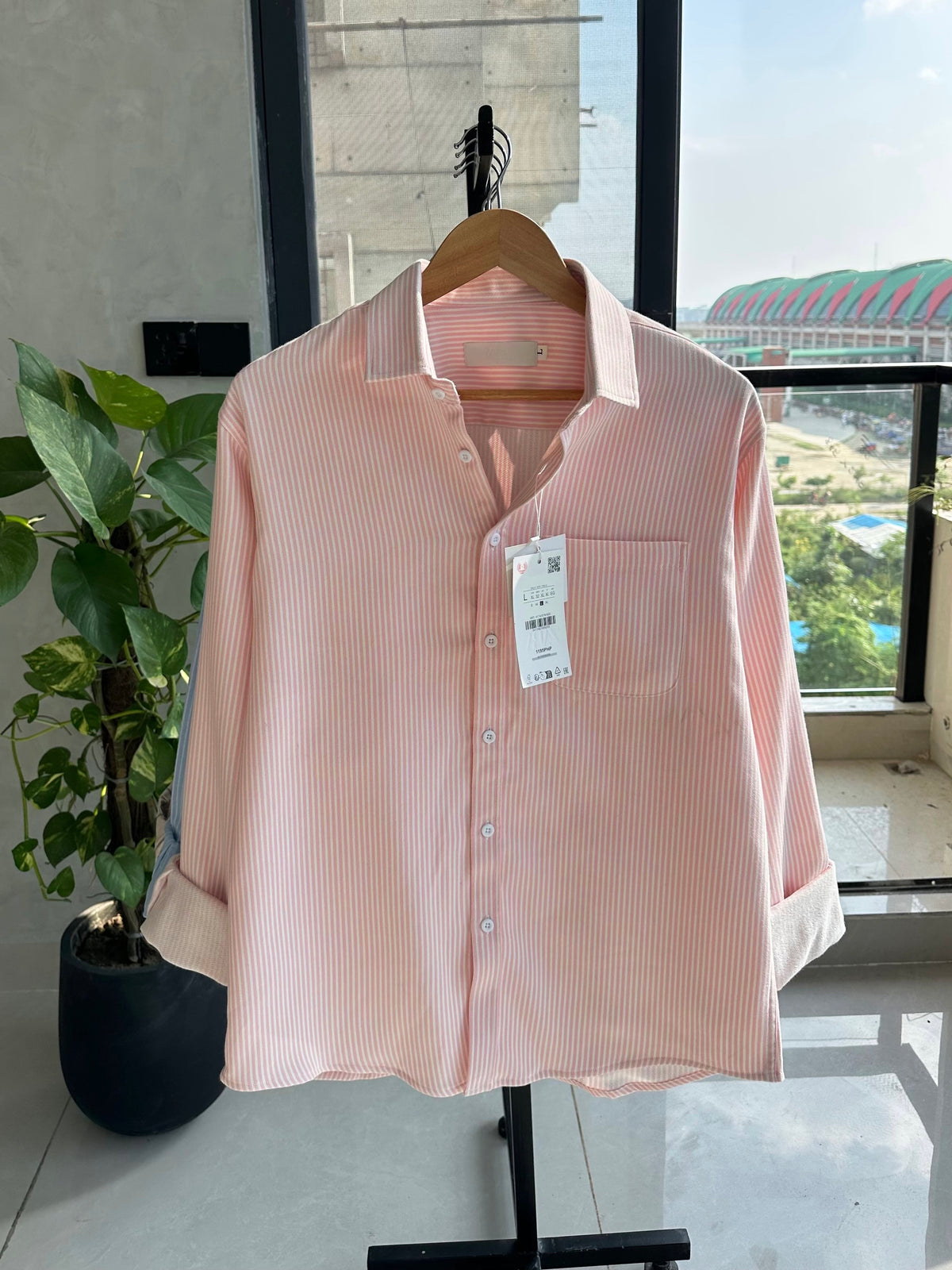Gentle Stripe Shirt-Powder Pink