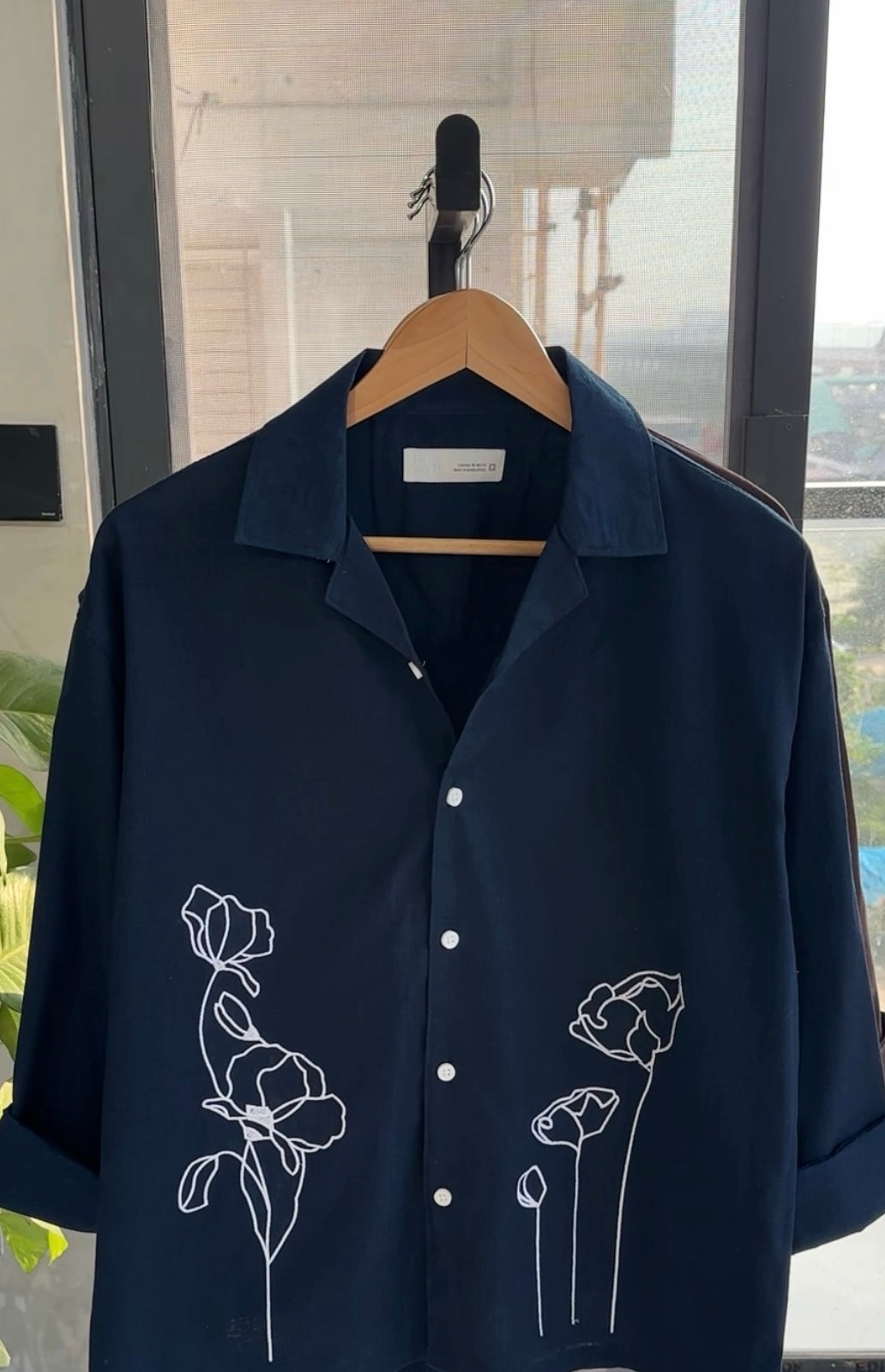 Linen Artistry Shirt-Navy Blue