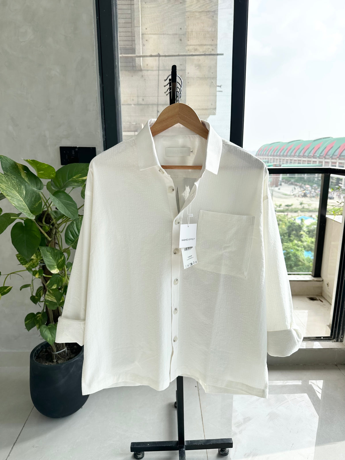 Relaxed Boxy Fit Over-Shirt - Ambush White