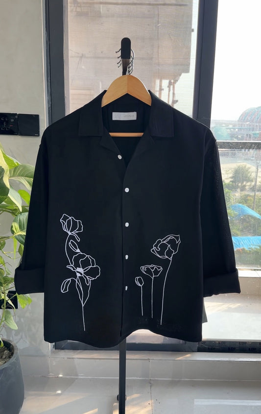 Linen Artistry Shirt-Black