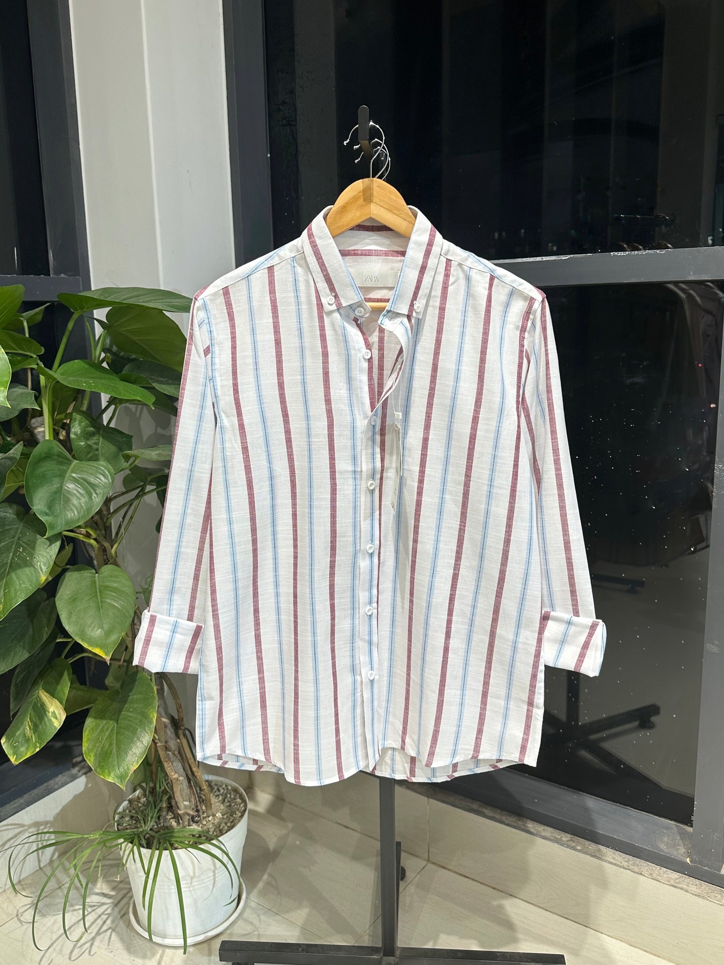 Gentle Stripe Shirt- Berry & Cyan