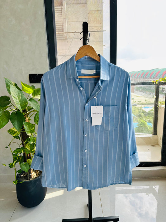 Gentle Stripe Shirt-Washed Sky Blue