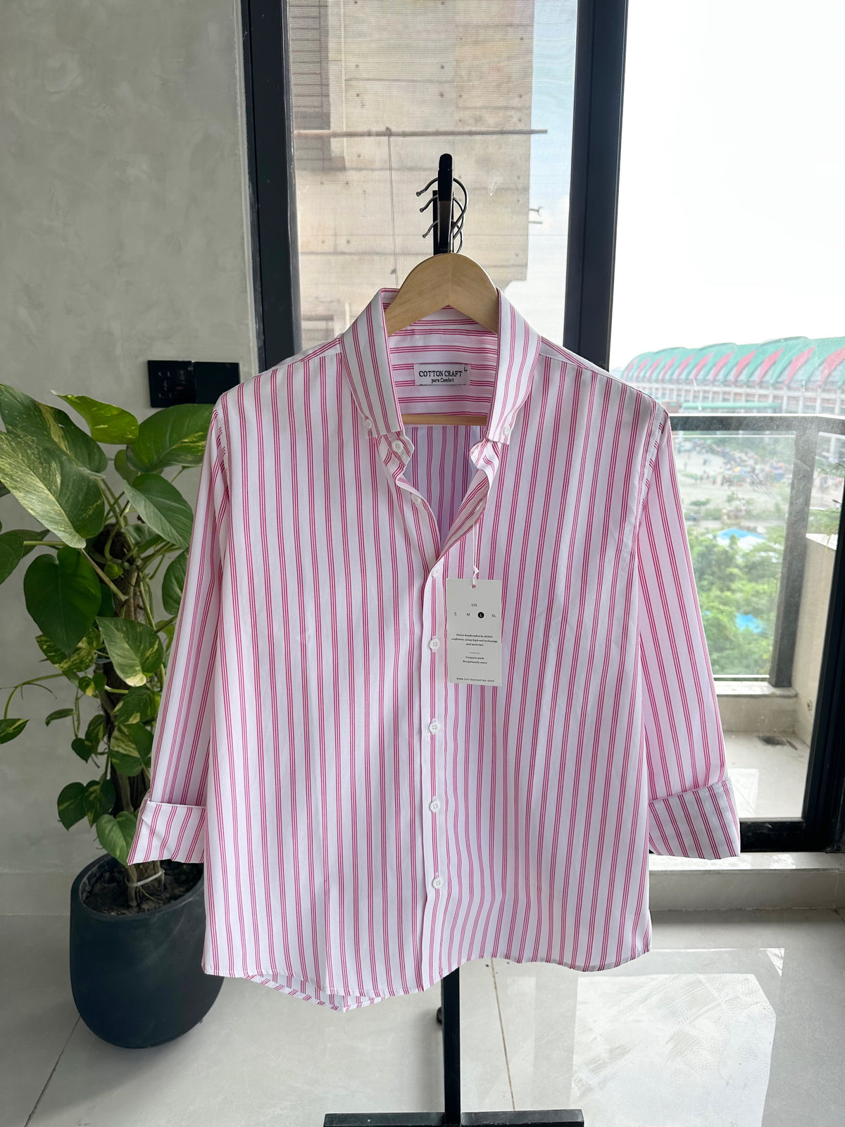 Gentle Stripe Shirt-Rose Veil