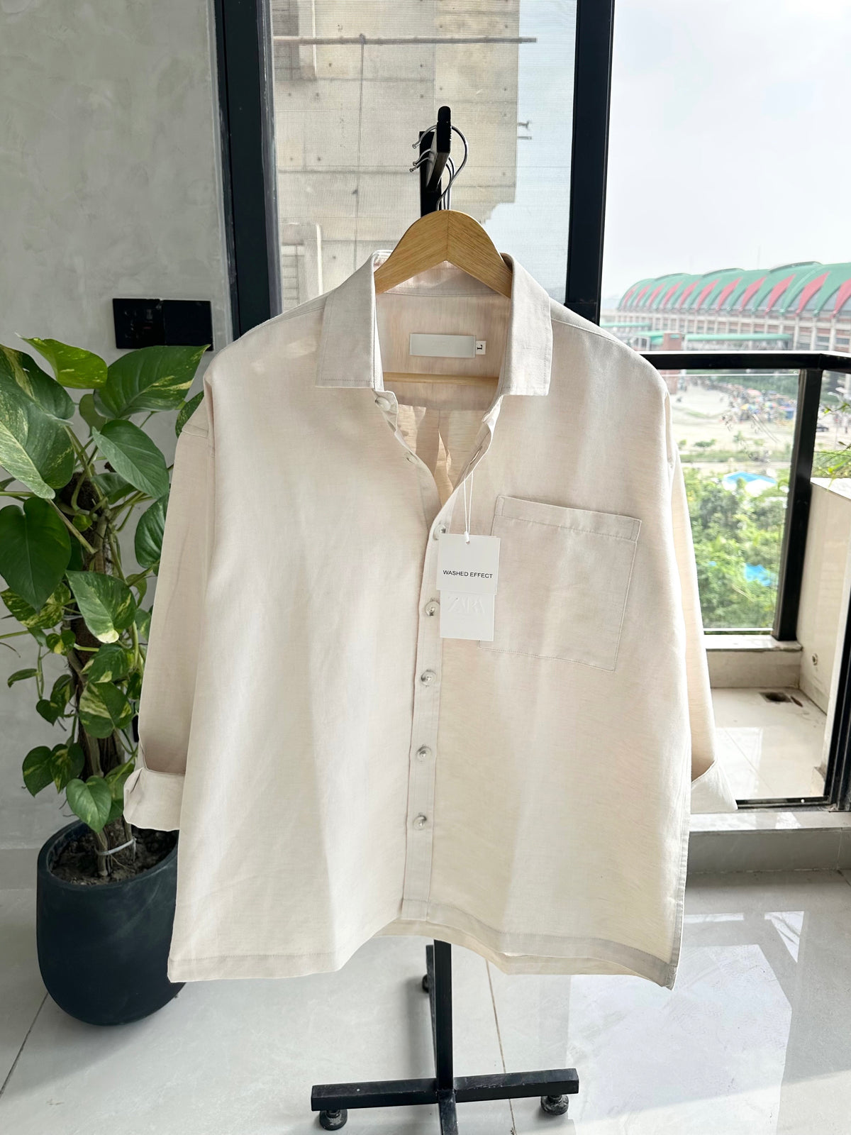 Relaxed Boxy Fit Over-Shirt - Soft Ecru