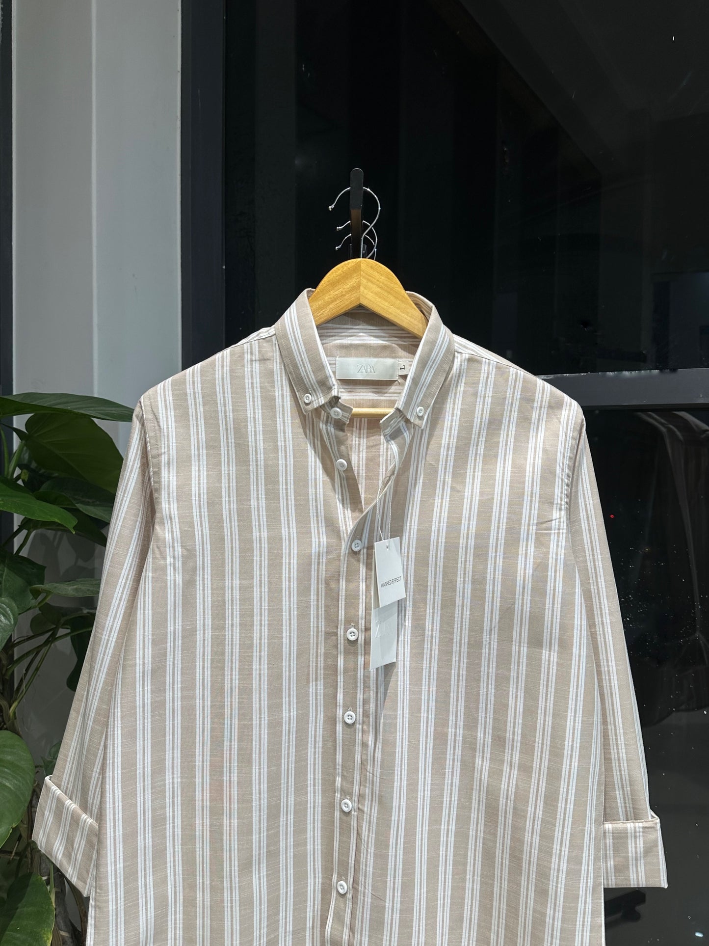 Gentle Stripe Shirt- Camel Beige