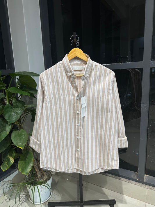 Gentle Stripe Shirt- Camel Beige