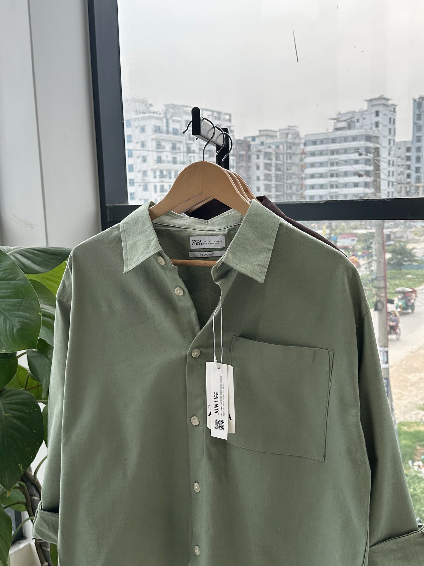 Relaxed Boxy Fit Over-Shirt -Olive