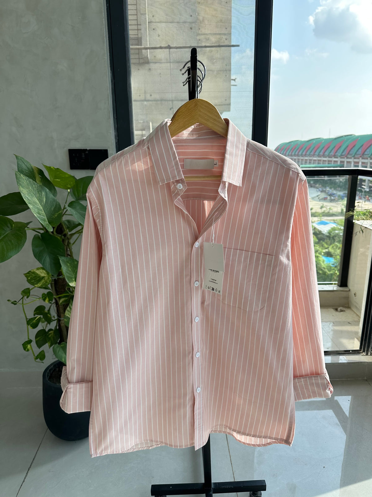 Gentle Stripe Shirt-Blush Pink