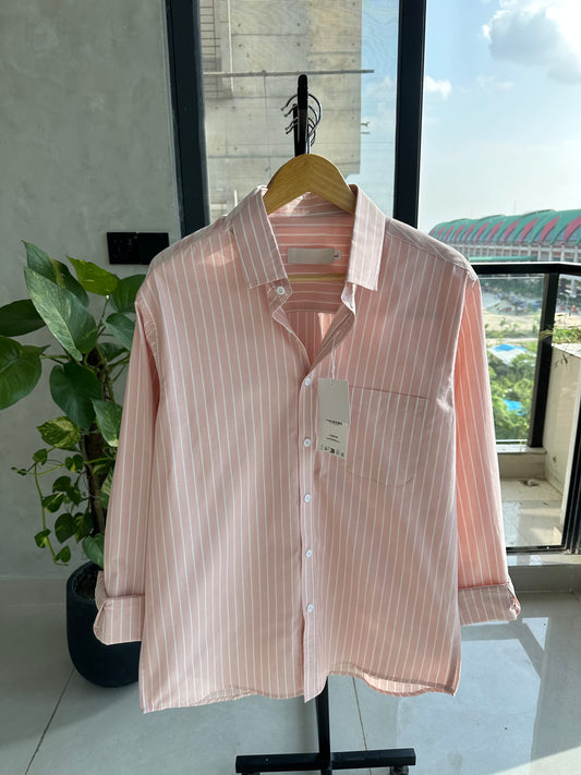 Gentle Stripe Shirt-Blush Pink