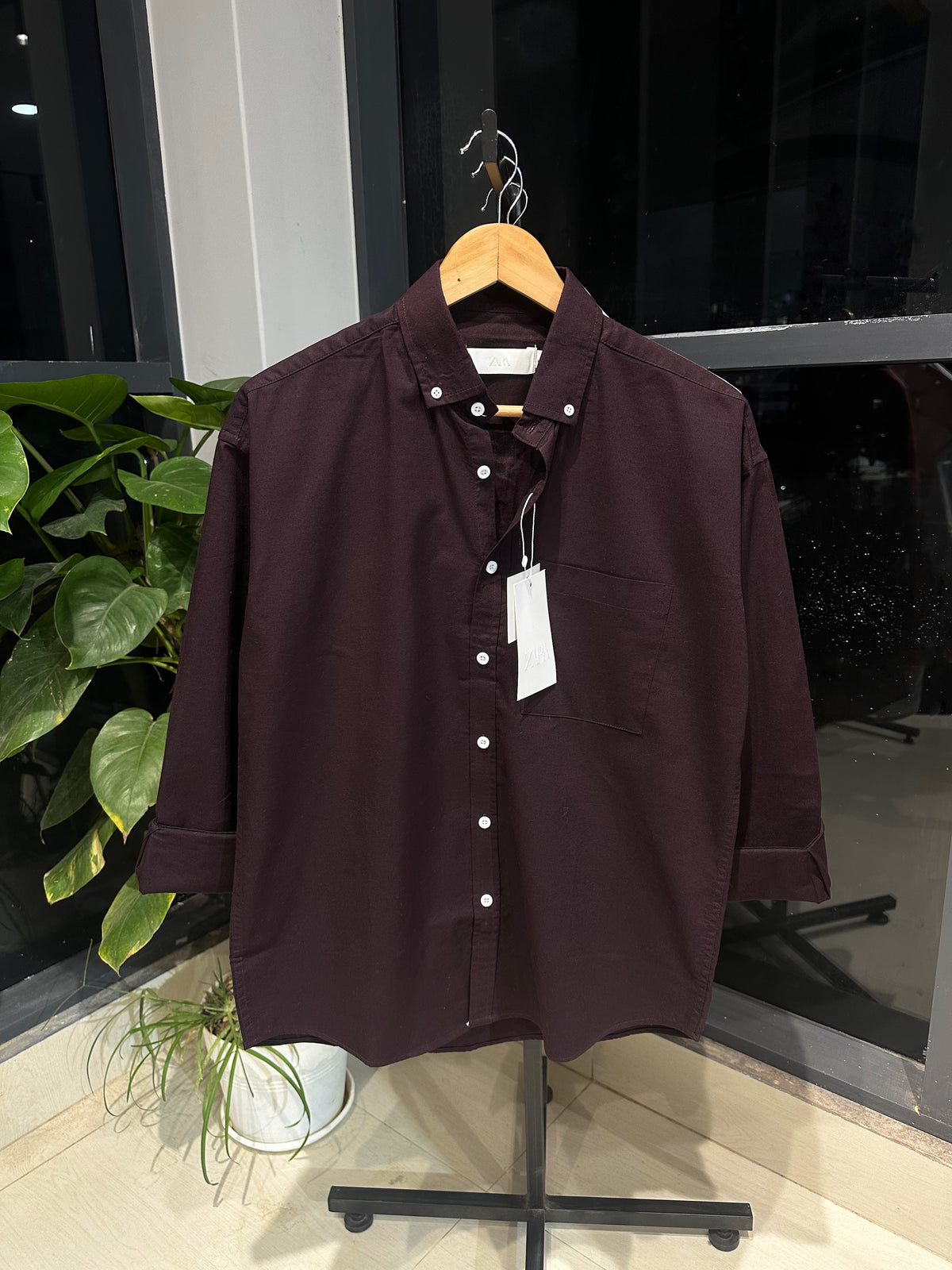 Drop shoulder Shirt-Chocolate