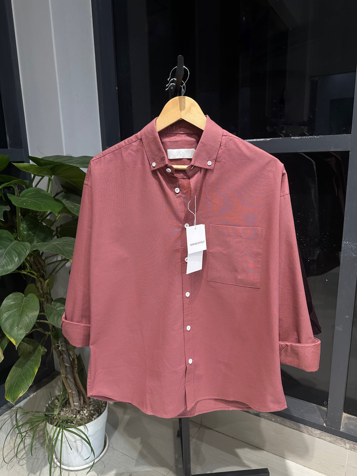 Drop shoulder Shirt-Peach