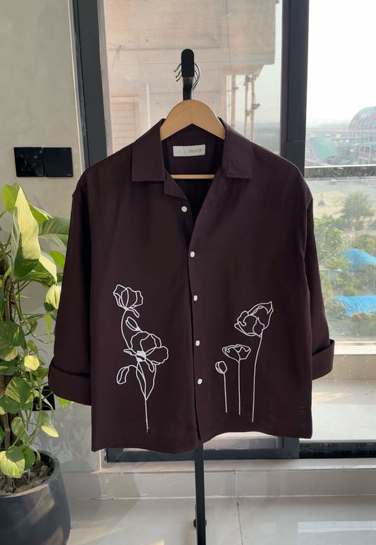 Linen Artistry Shirt-Chocolate