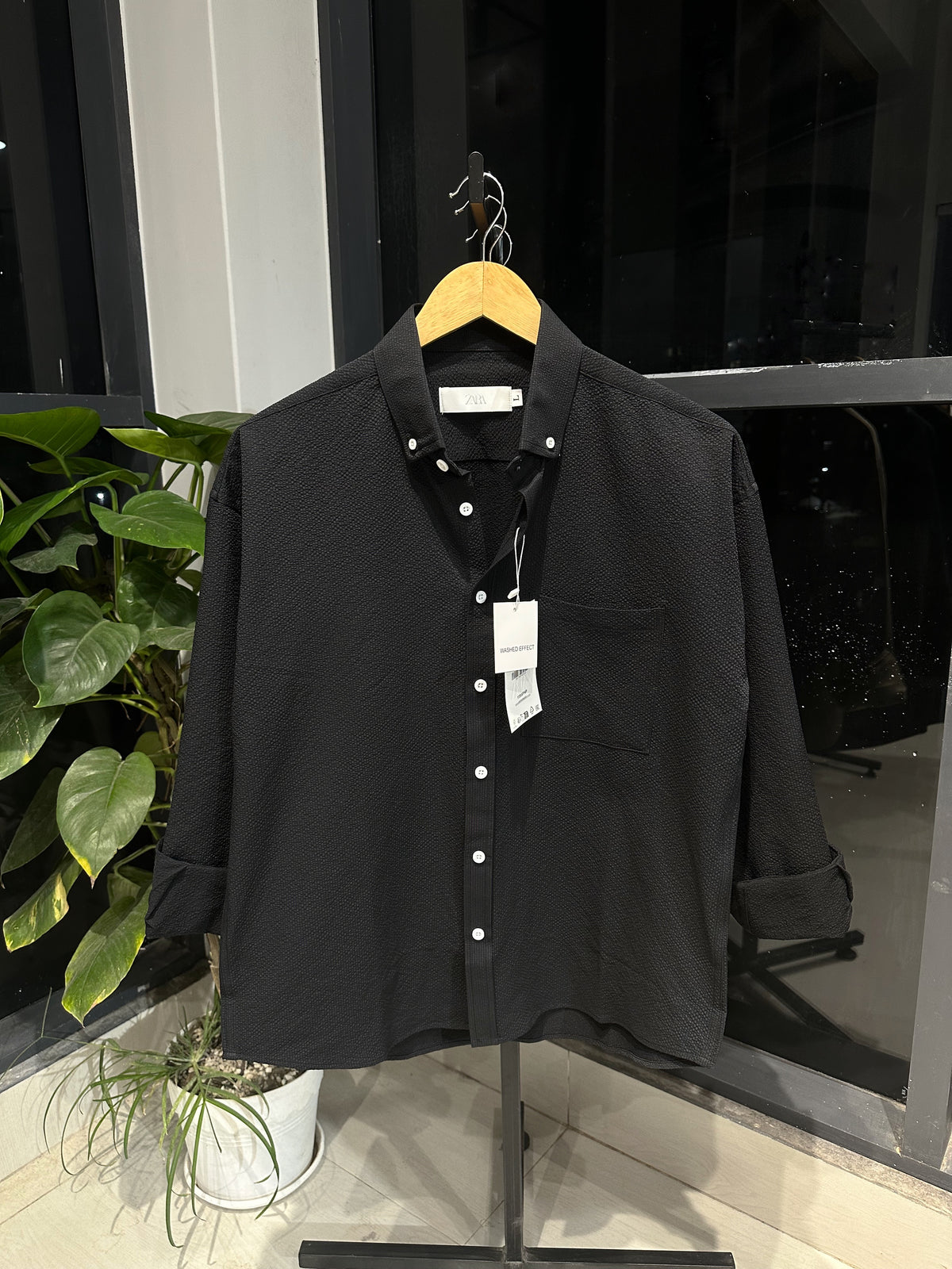 Drop shoulder Shirt-Black