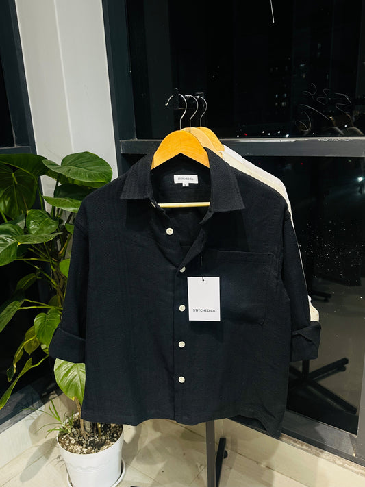 Crafted Boxy Fit Over-Shirt - Crafted Black