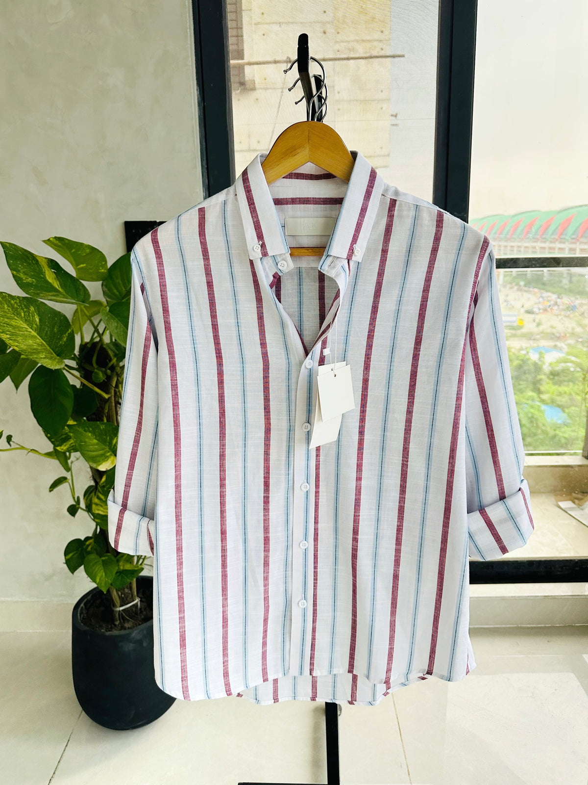 Gentle Stripe Shirt- Berry & Cyan