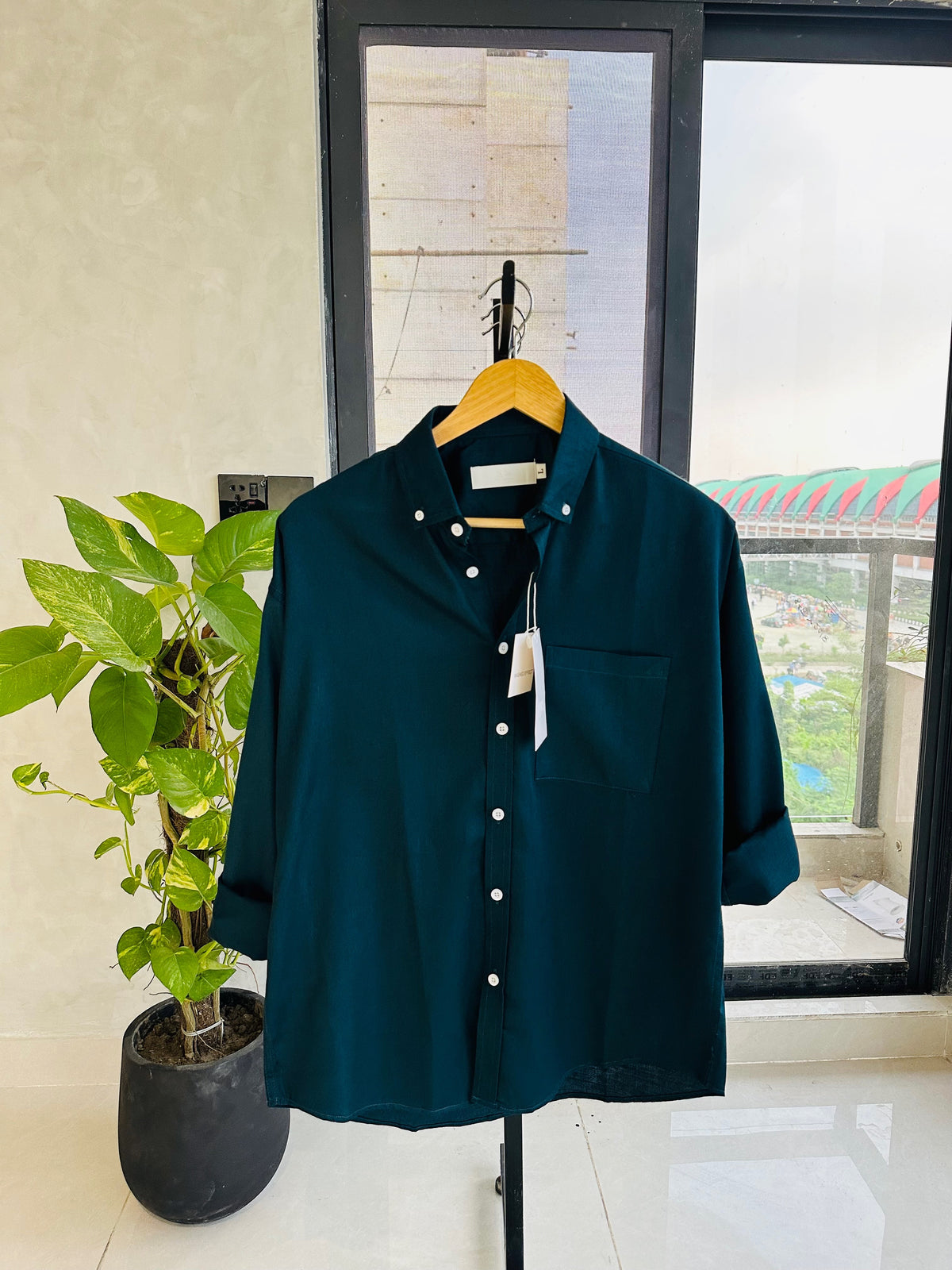 Drop shoulder Shirt-Dark Teal