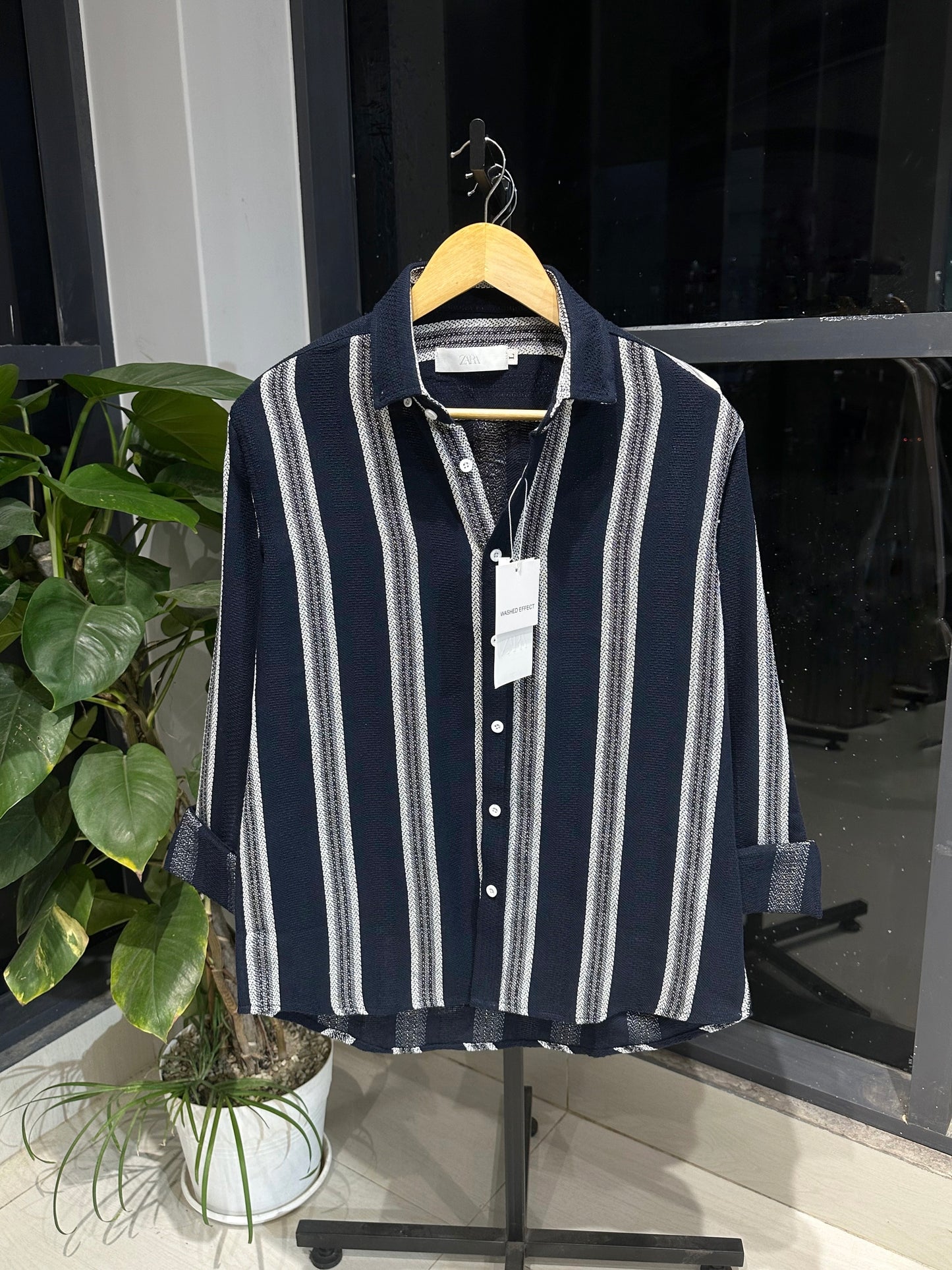 Gentle Stripe Shirt- Midnight Navy