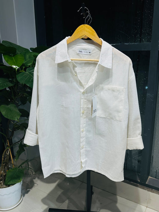 Relaxed Boxy Fit Over-Shirt - White.