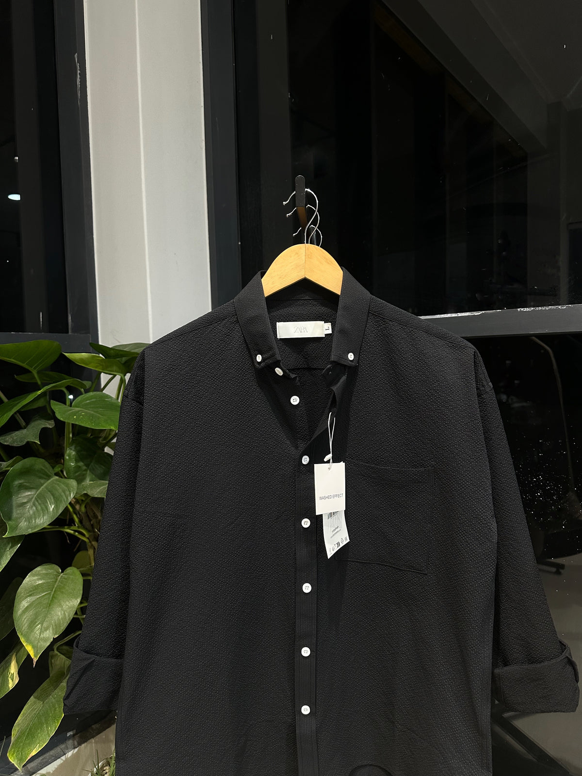 Drop shoulder Shirt-Black