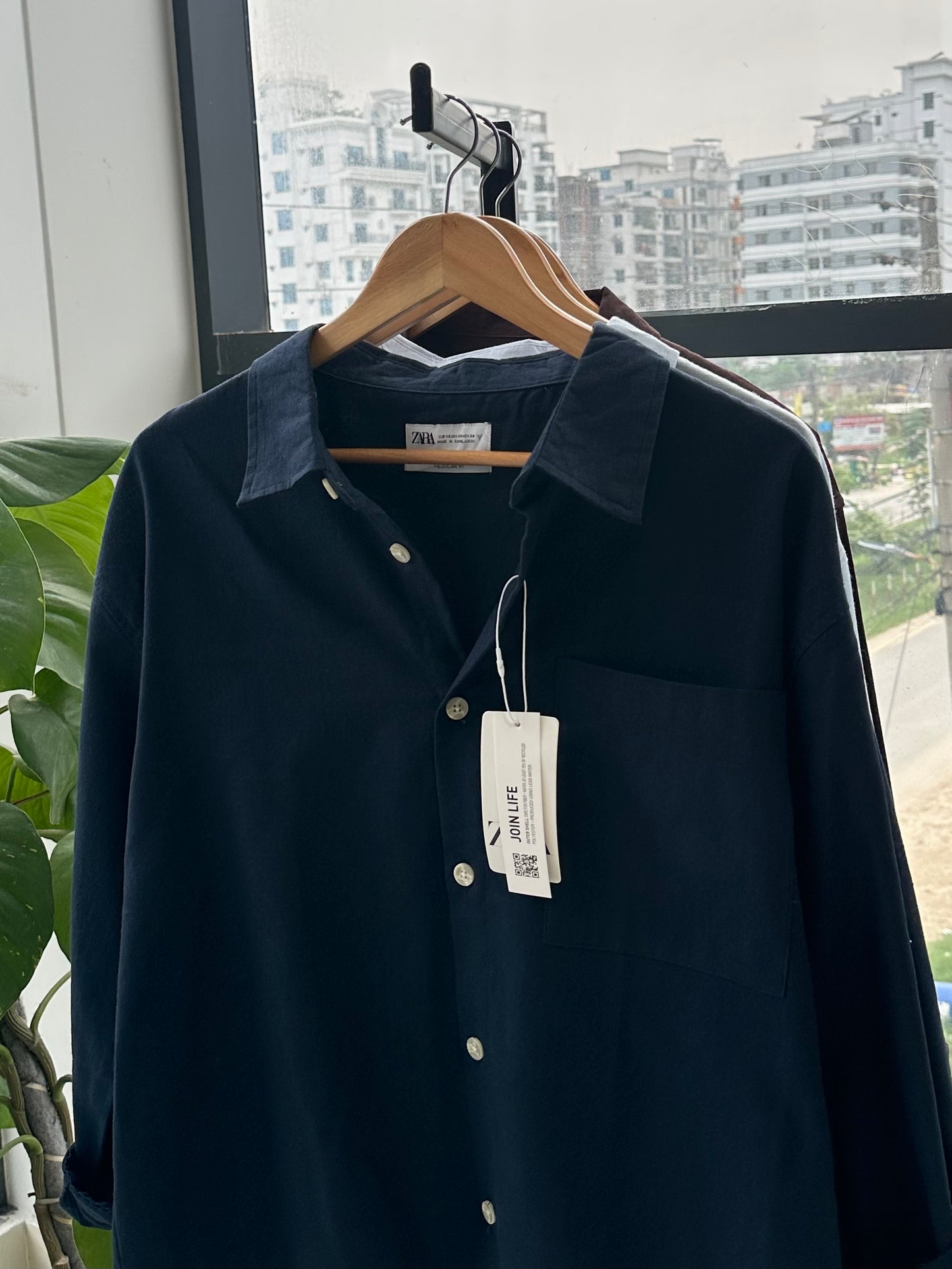 Relaxed Boxy Fit Over-Shirt -Navy Blue