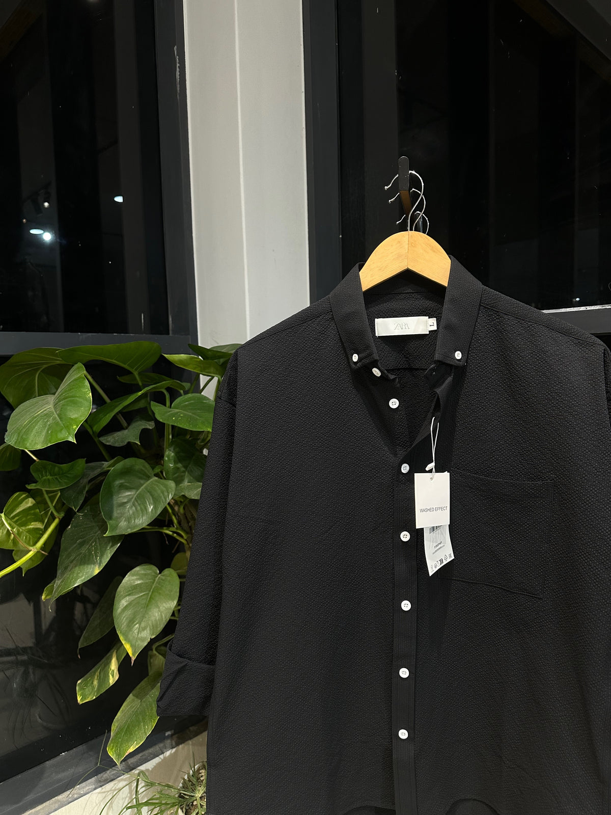 Drop shoulder Shirt-Black