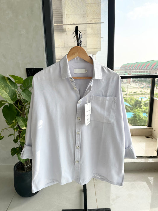 Relaxed Boxy Fit Over-Shirt - Mist Blue