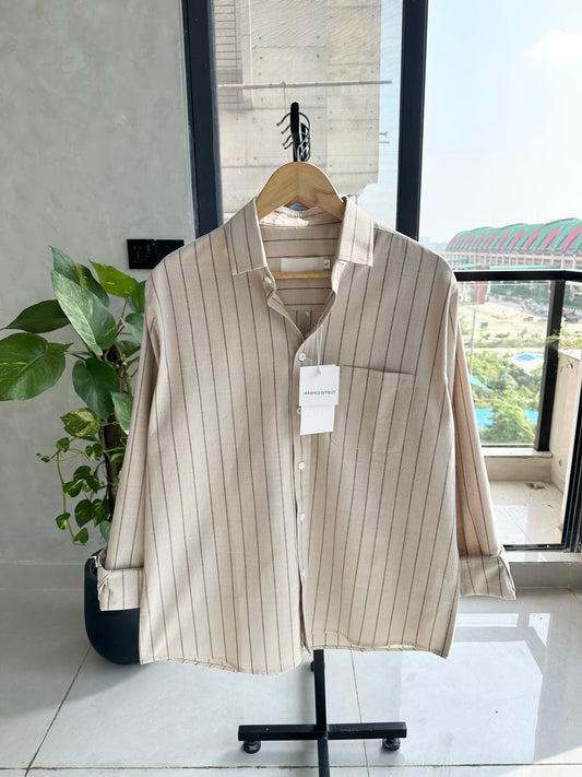 Gentle Stripe Shirt-Sand Beige