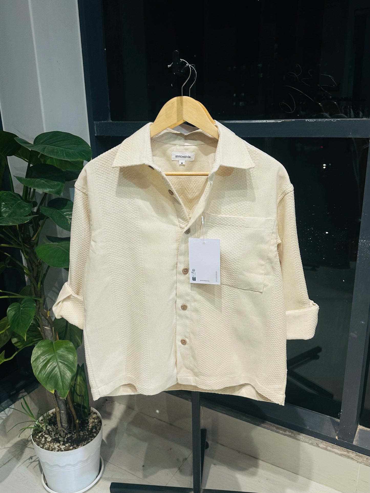 Relaxed Boxy Fit Over-Shirt - Creamy White