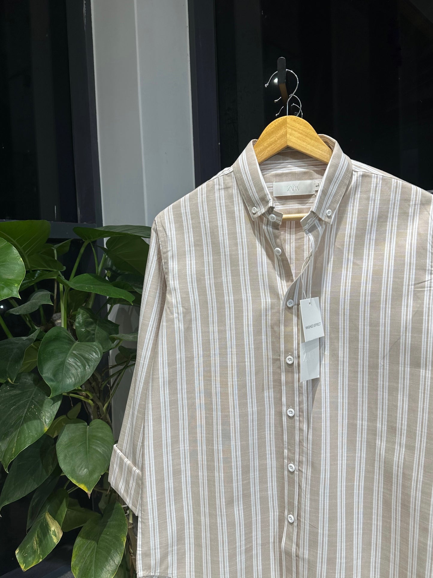Gentle Stripe Shirt- Camel Beige