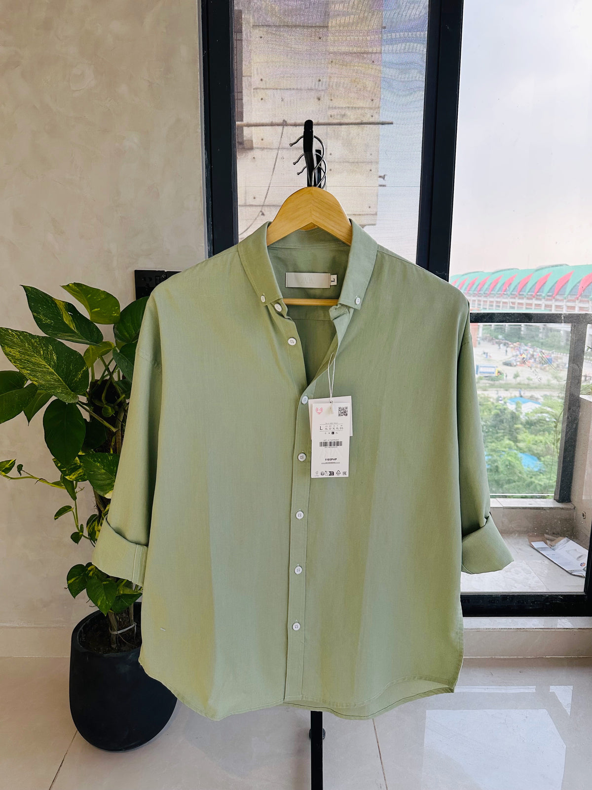 Drop shoulder Shirt-Olive