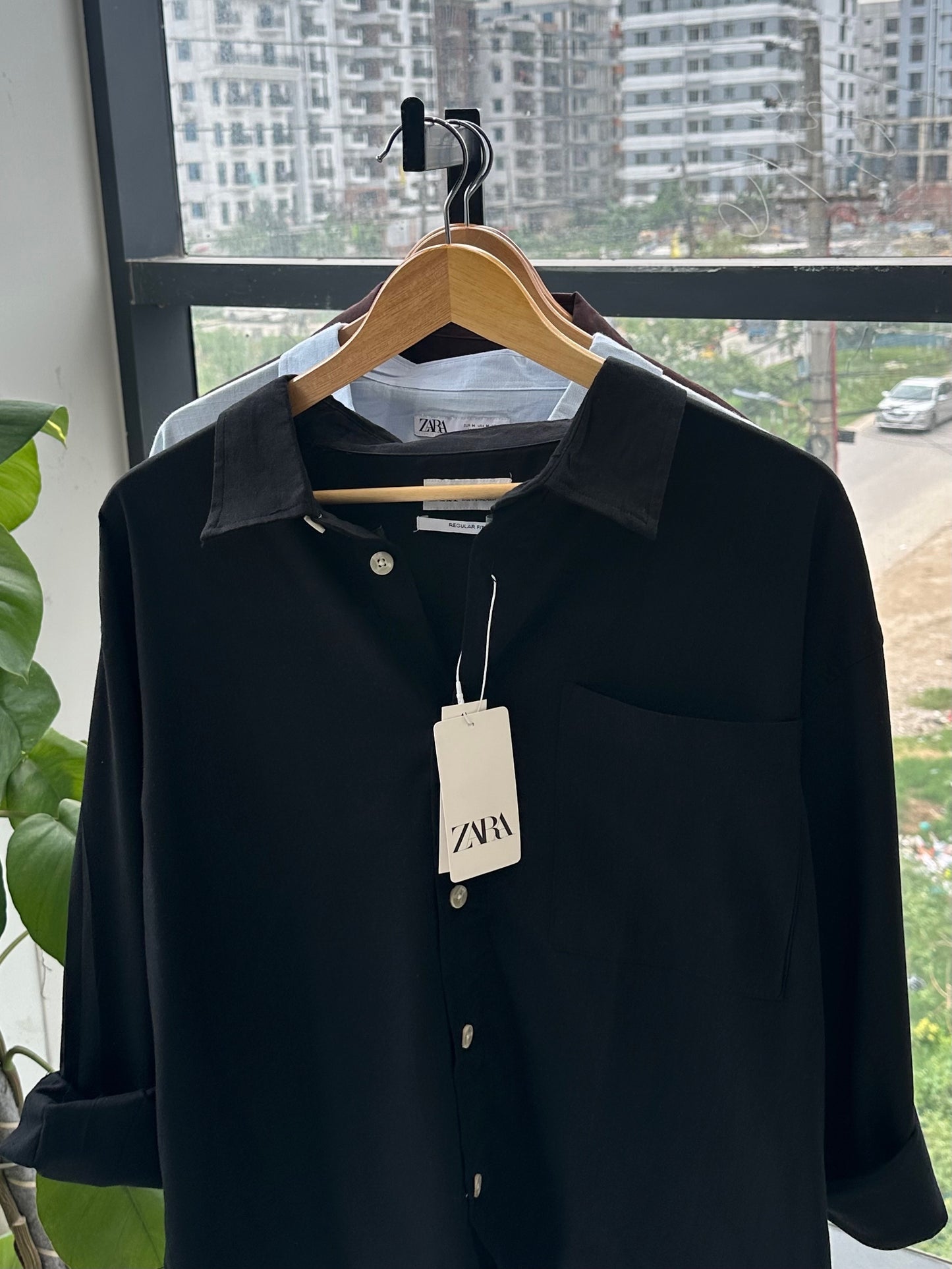 Relaxed Boxy Fit Over-Shirt -Black