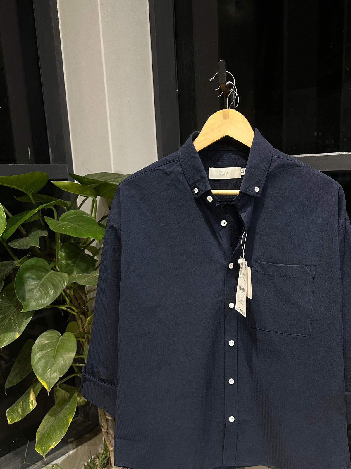 Drop shoulder Shirt-Navy Blue
