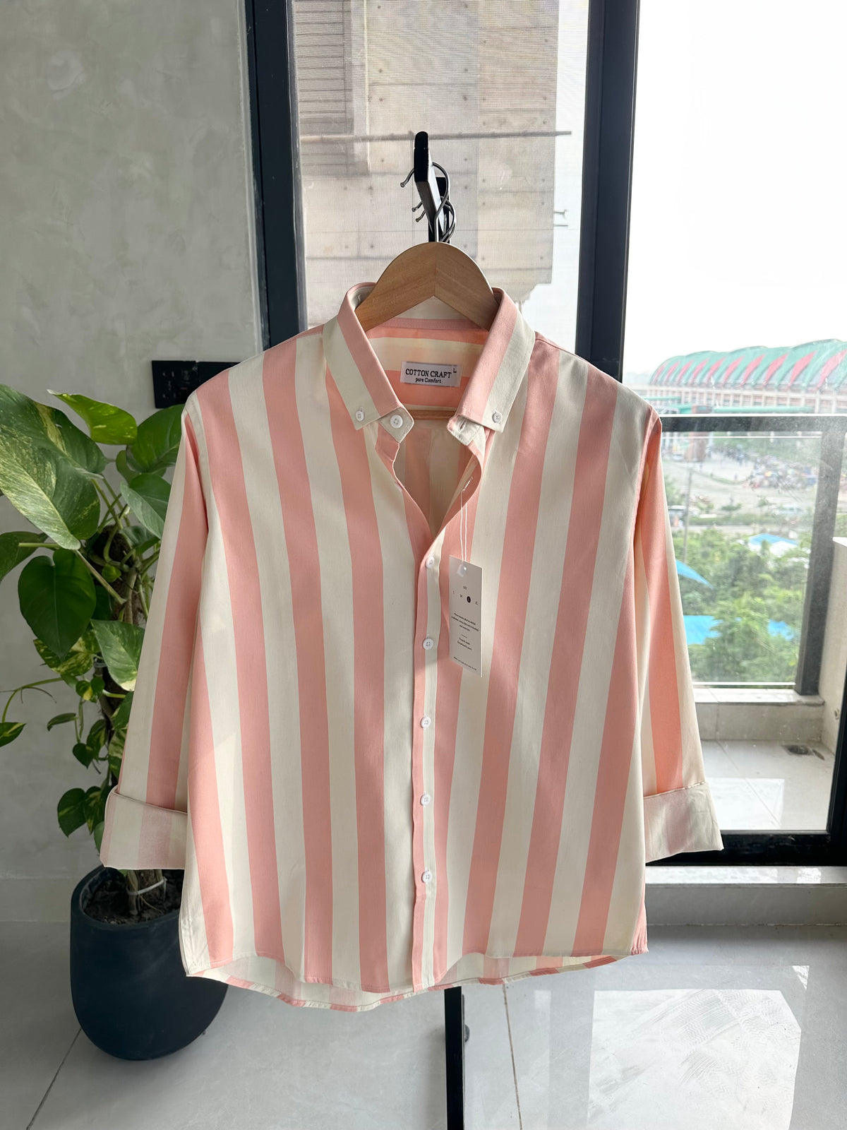 Gentle Stripe Shirt-Blush Pink