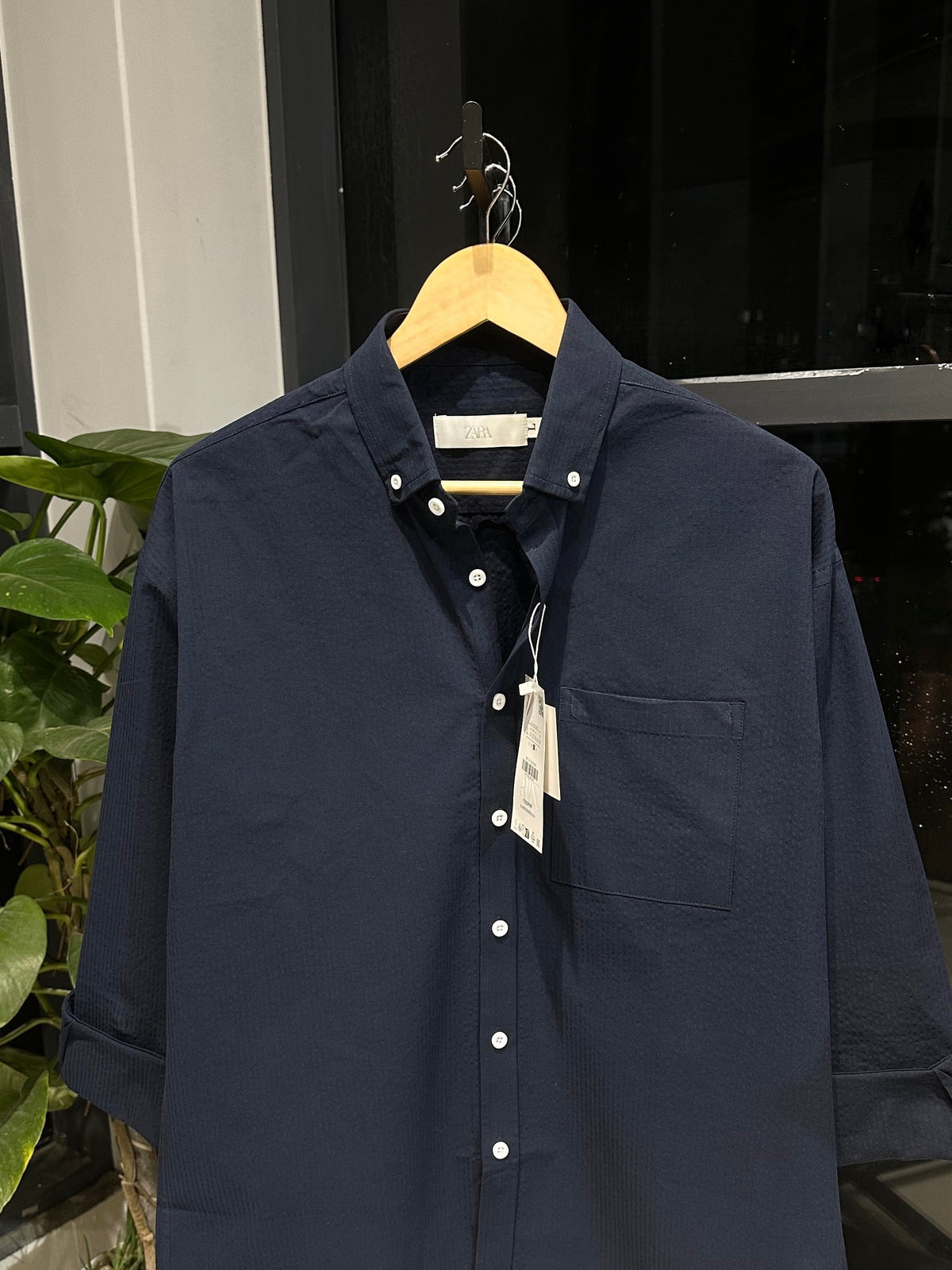 Drop shoulder Shirt-Navy Blue