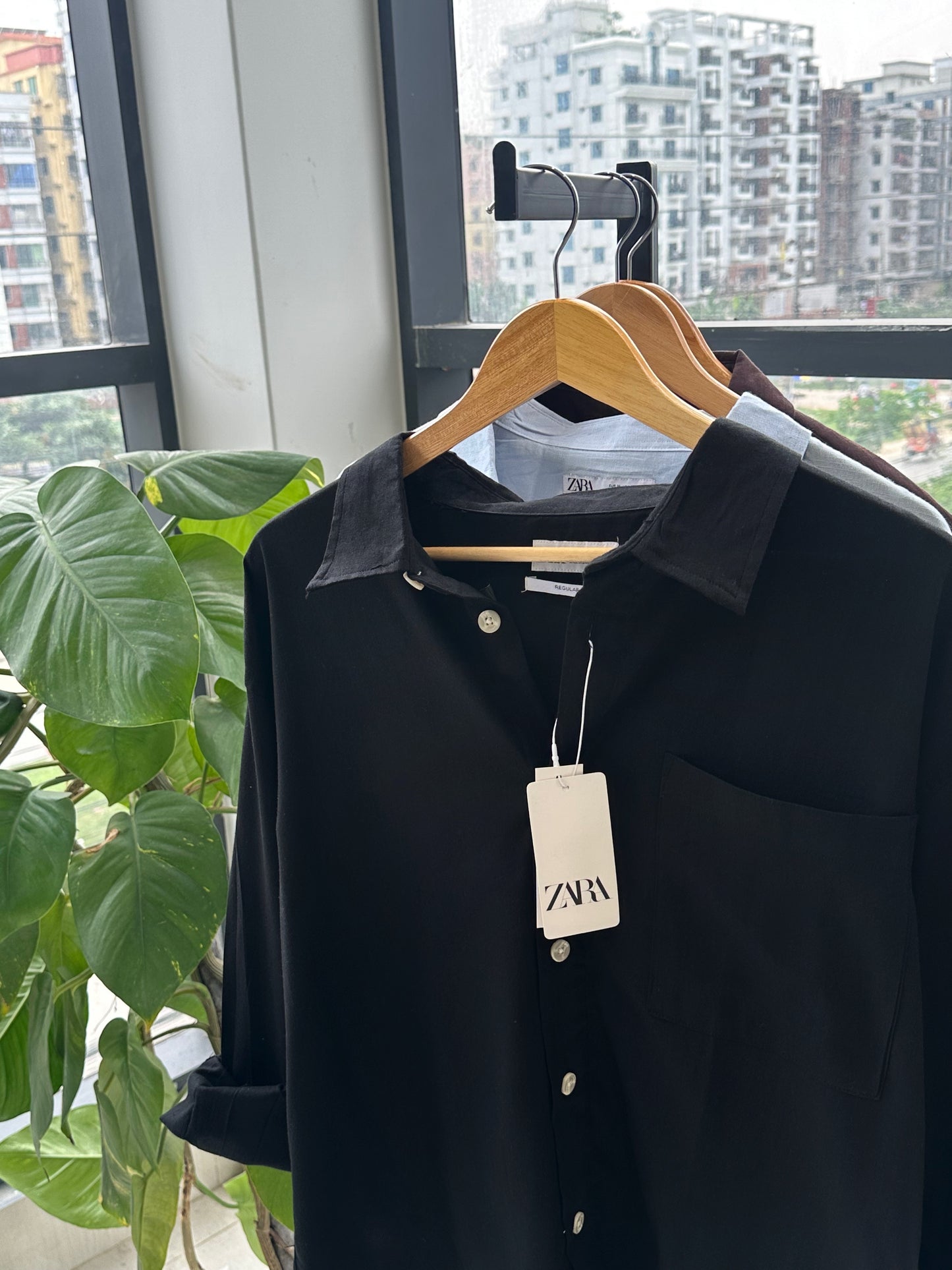 Relaxed Boxy Fit Over-Shirt -Black