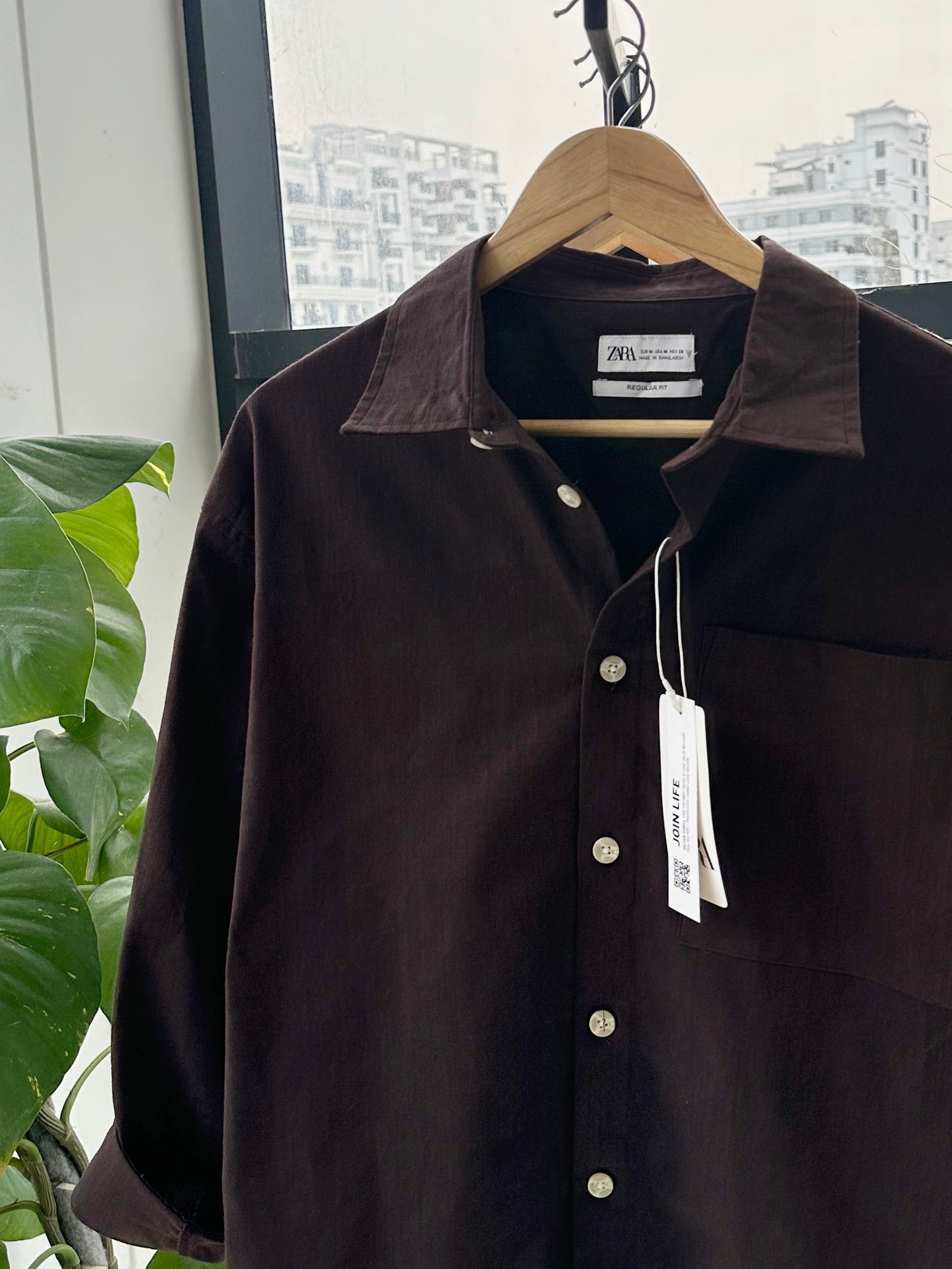 Relaxed Boxy Fit Over-Shirt - Chocolate.