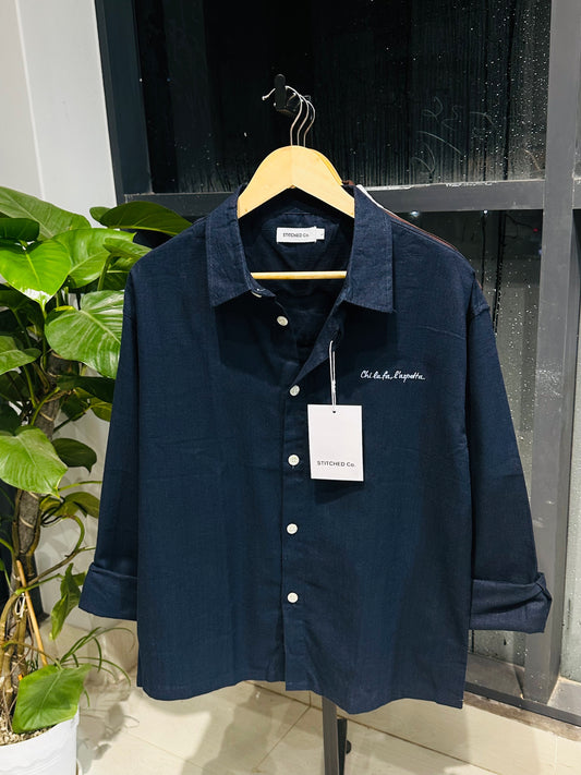 Oversized Shirt-Navy Blue